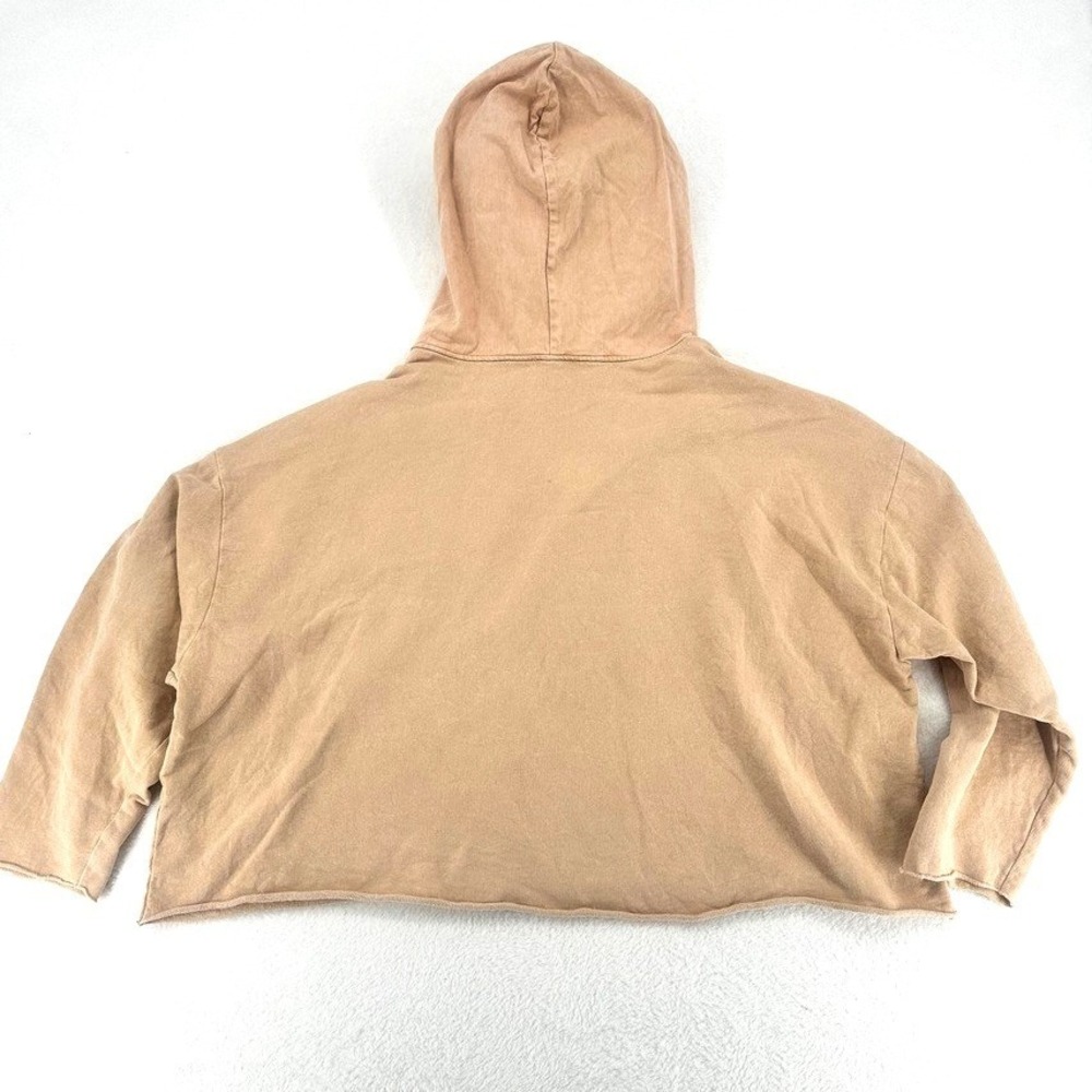Zara Cropped‎ Hoodie Tan Beige Pullover Sweatshirt Size Small - Picture 2 of 15